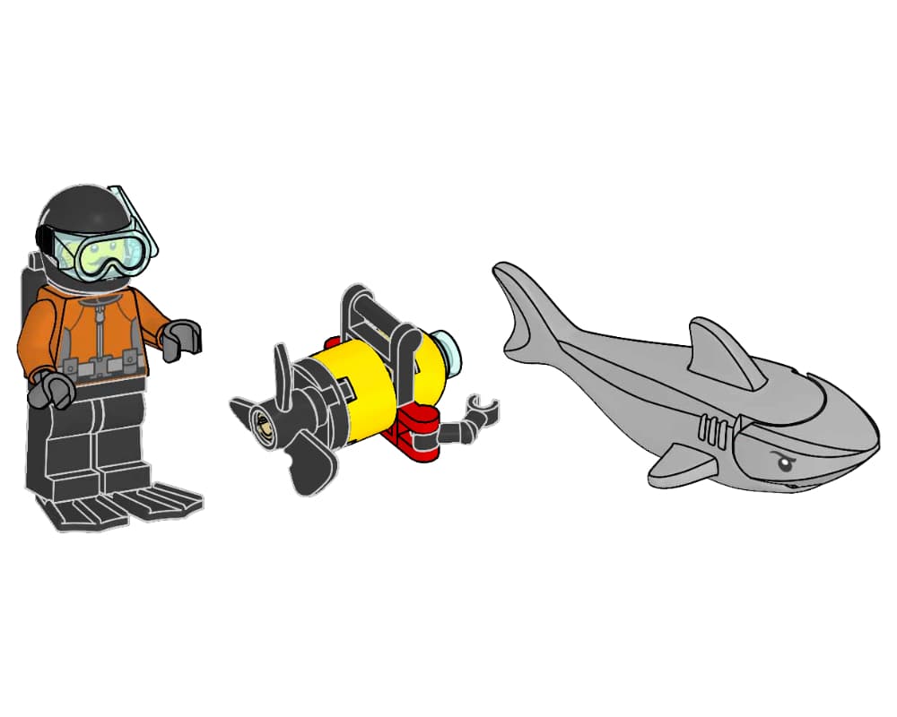 Diver with Robot and Shark collectible