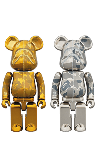 超合金 BAPE(R) CAMO SHARK BE@RBRICK GOLD/SILVER collectible