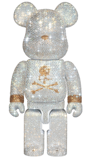 CRYSTAL DECORATE mastermind JAPAN BE@RBRICK 400% WHITE & GOLD Ver. collectible