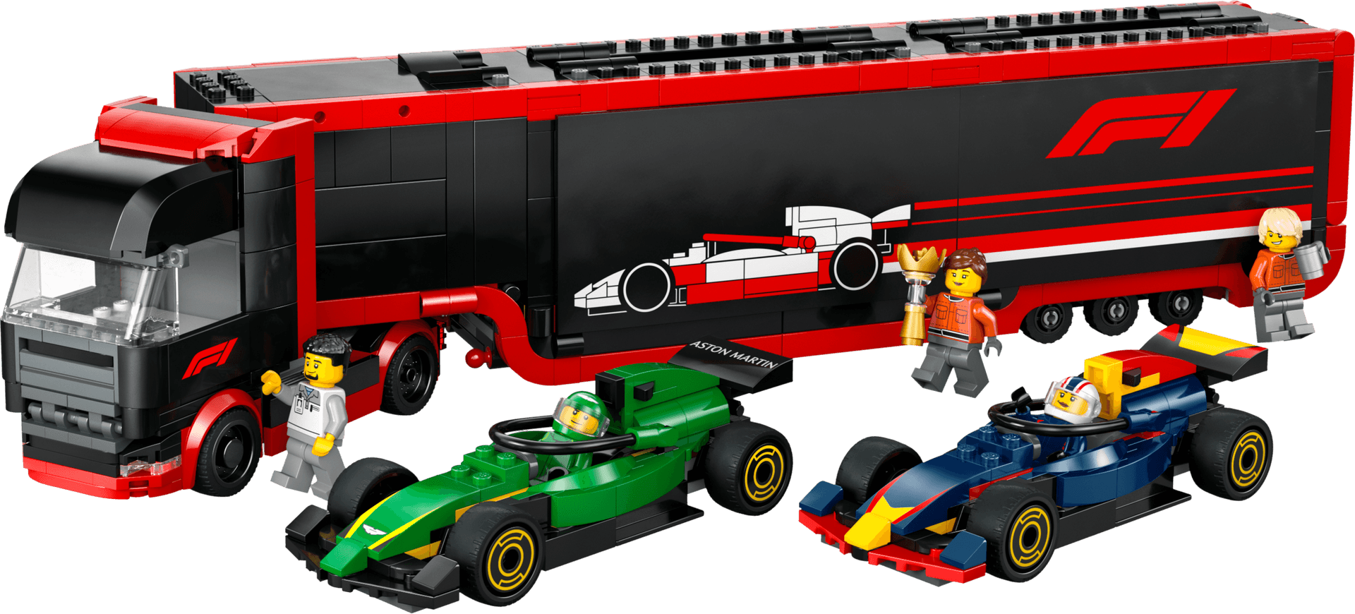 F1 Truck with RB20 & AMR24 F1 Cars collectible